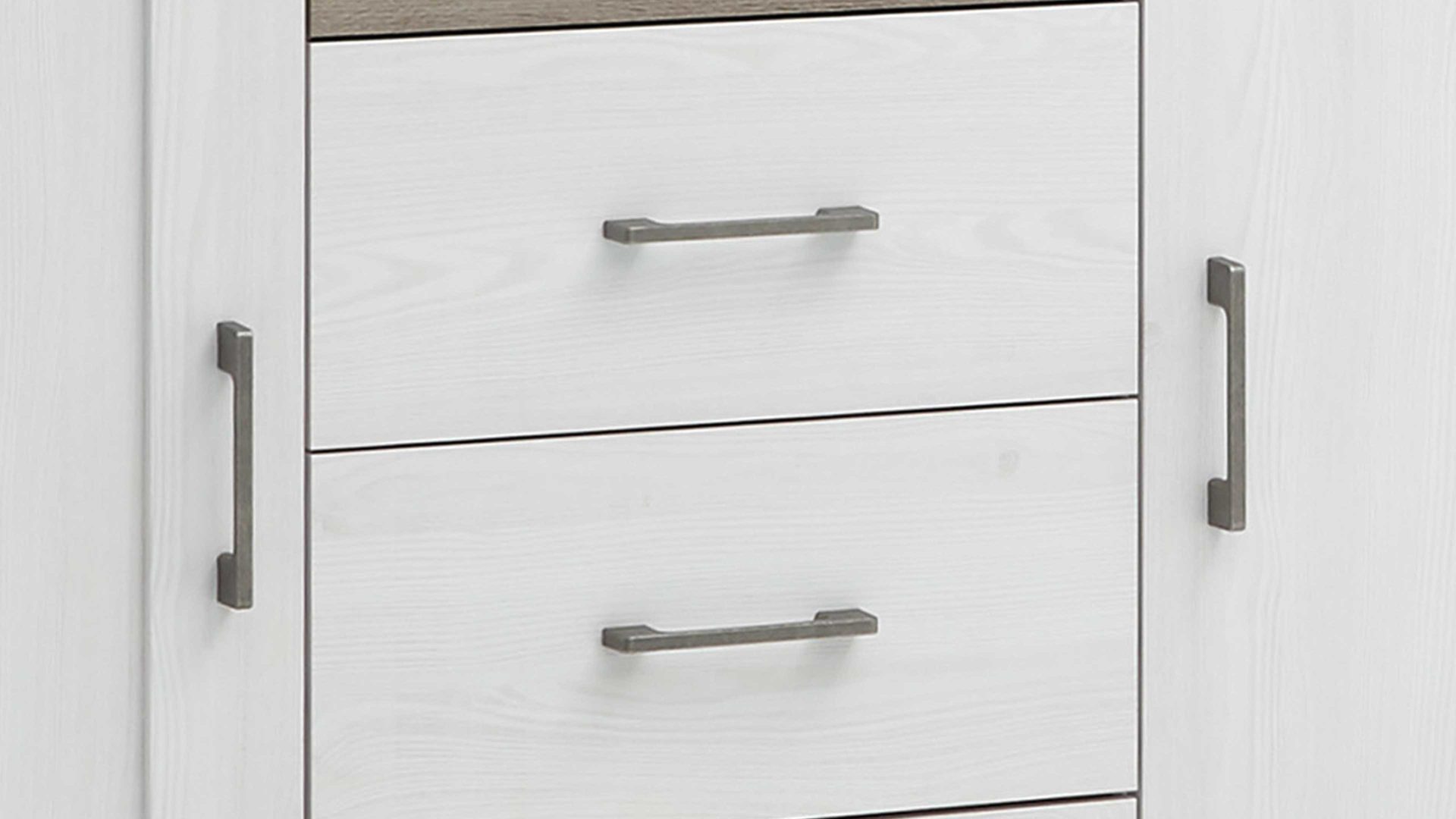 Kombikommode Pol-power aus Holz in Weiß Kombikommode weiße Pinie & Trüffel -  zwei Türen, vier Schubladen