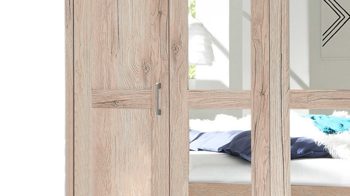 Kleiderschrank Pol-power aus Holz in Holzfarben Kleiderschrank helle San Remo Eiche - Breite ca. 241cm, fünf Türen