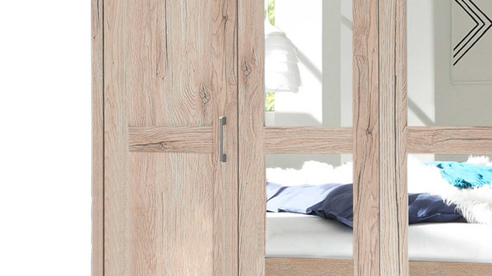 Kleiderschrank Pol-power aus Holz in Holzfarben Kleiderschrank helle San Remo Eiche - Breite ca. 241cm, fünf Türen