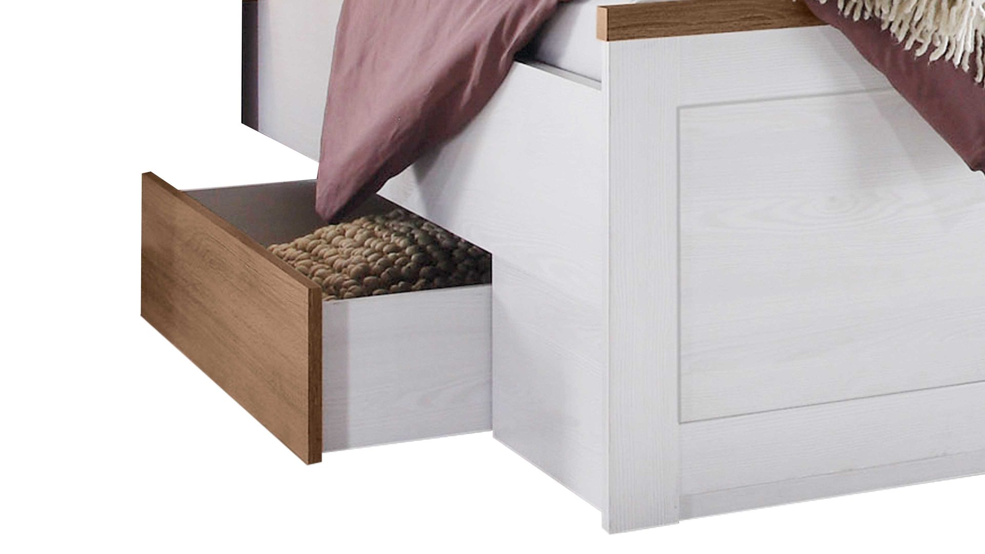 Funktionsbett Pol-power aus Holz in Weiß Komfortbettgestell weiße Pinie & Trüffel -  Liegefläche ca. 100 x 200 cm