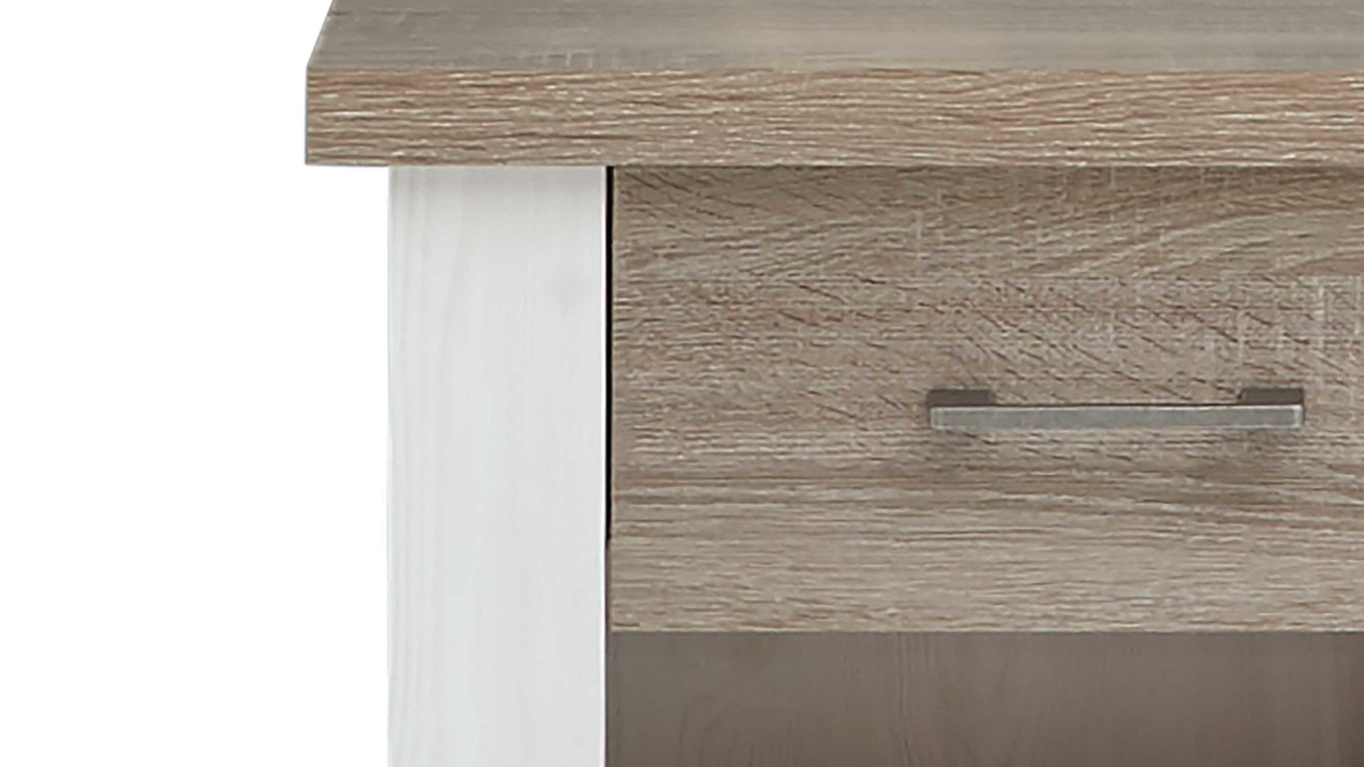 Nachtkommode Pol-power aus Holz in Weiß Nachtkommode weiße Pinie & Trüffel -  zwei Schubladen