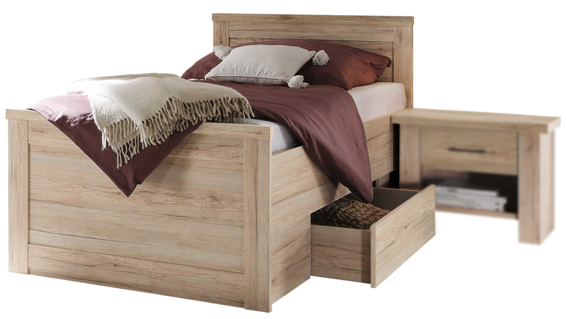 Funktionsbett Pol-power aus Holz in Holzfarben Komfortbettgestell San Remo Eiche -  Liegefläche ca. 100 x 200 cm