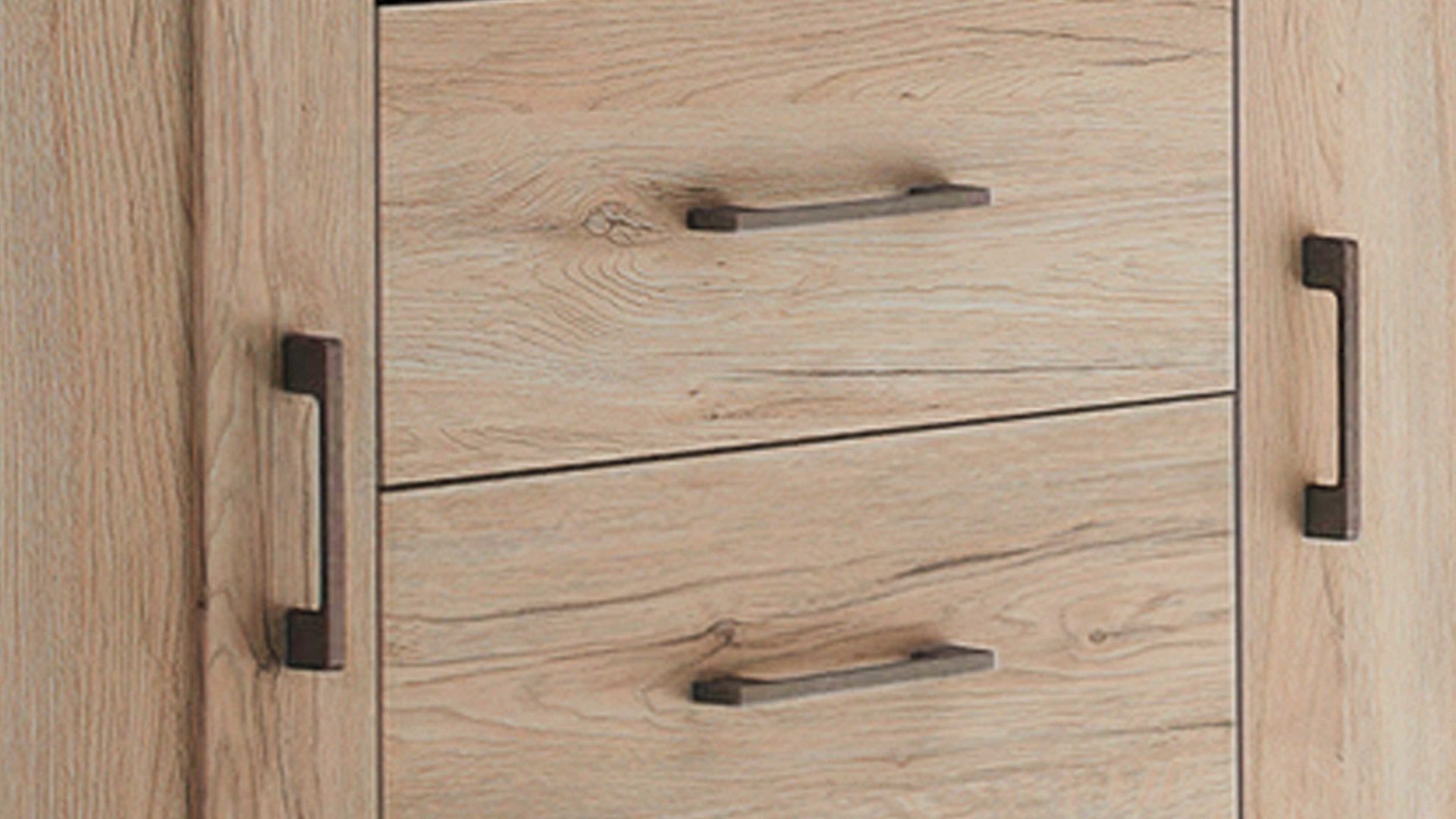 Kombikommode Pol-power aus Holz in Holzfarben Kombikommode San Remo Eiche -  zwei Türen, vier Schubladen