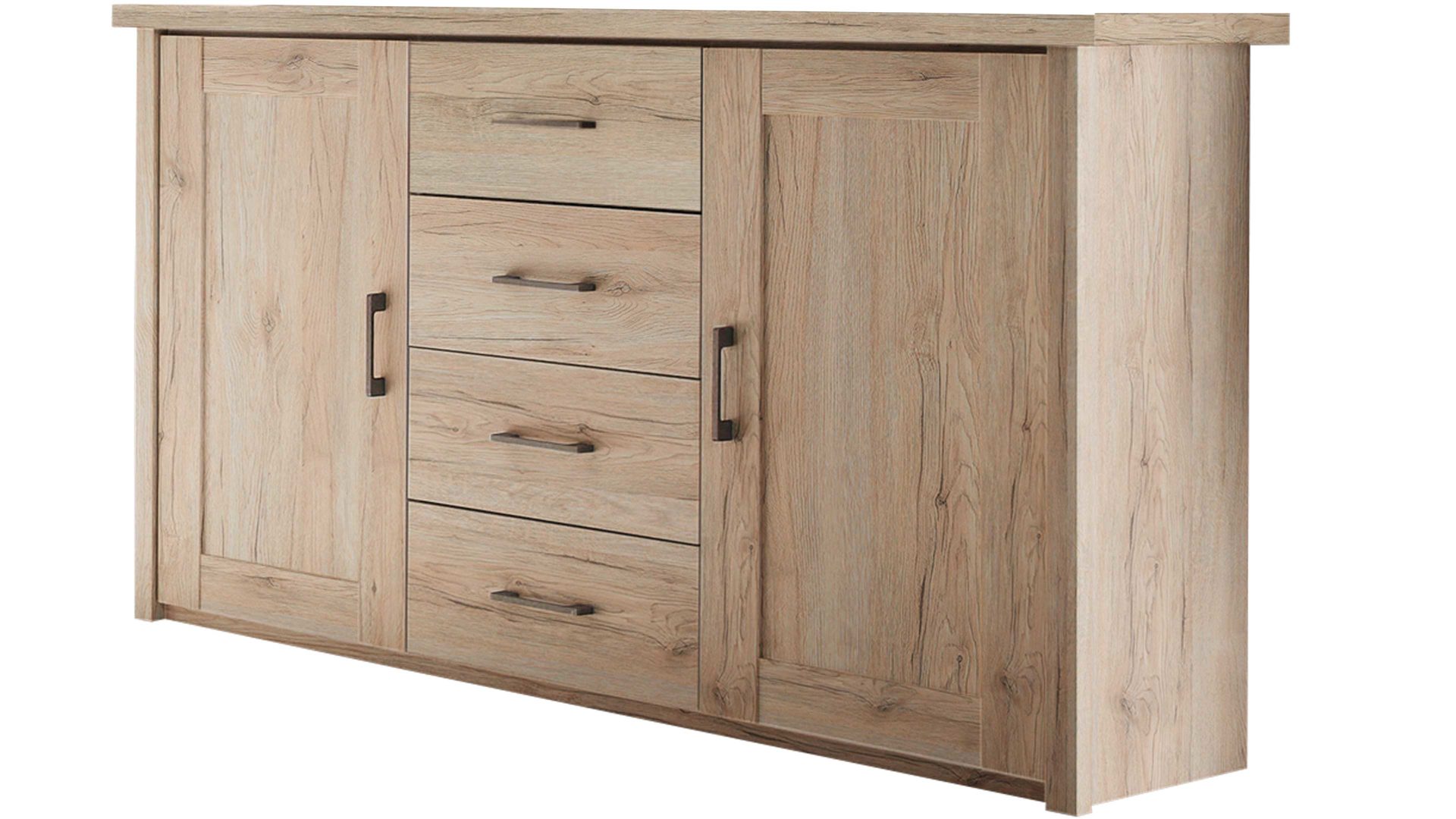Kombikommode Pol-power aus Holz in Holzfarben Kombikommode San Remo Eiche -  zwei Türen, vier Schubladen