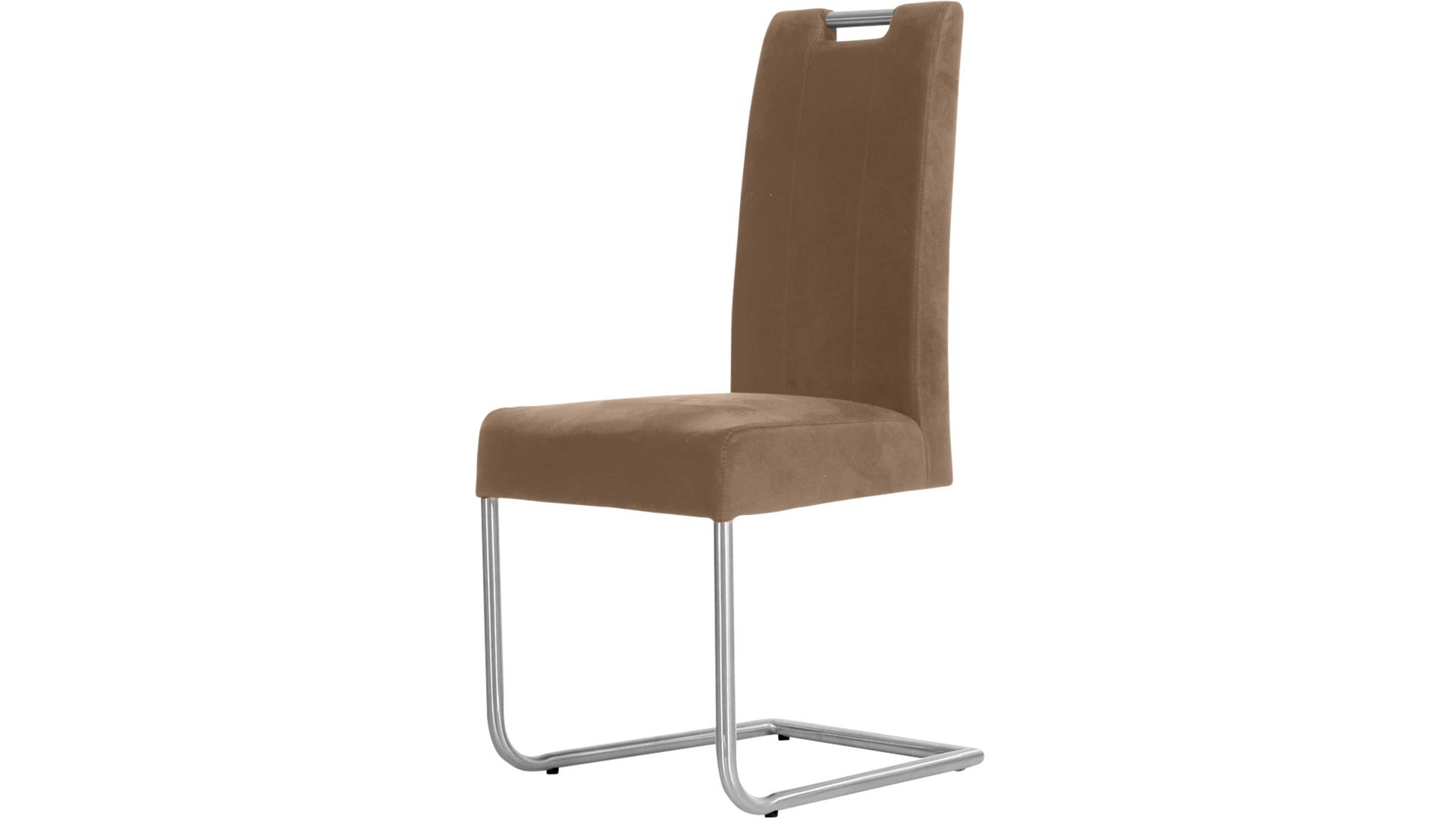 Schwingstuhl Standard furniture factory aus Stoff in Braun Freischwinger mit Griff bereichert jedes Esszimmer dunkelbraune Mikrofaser Grizzly 1000 & Edelstahlgestell