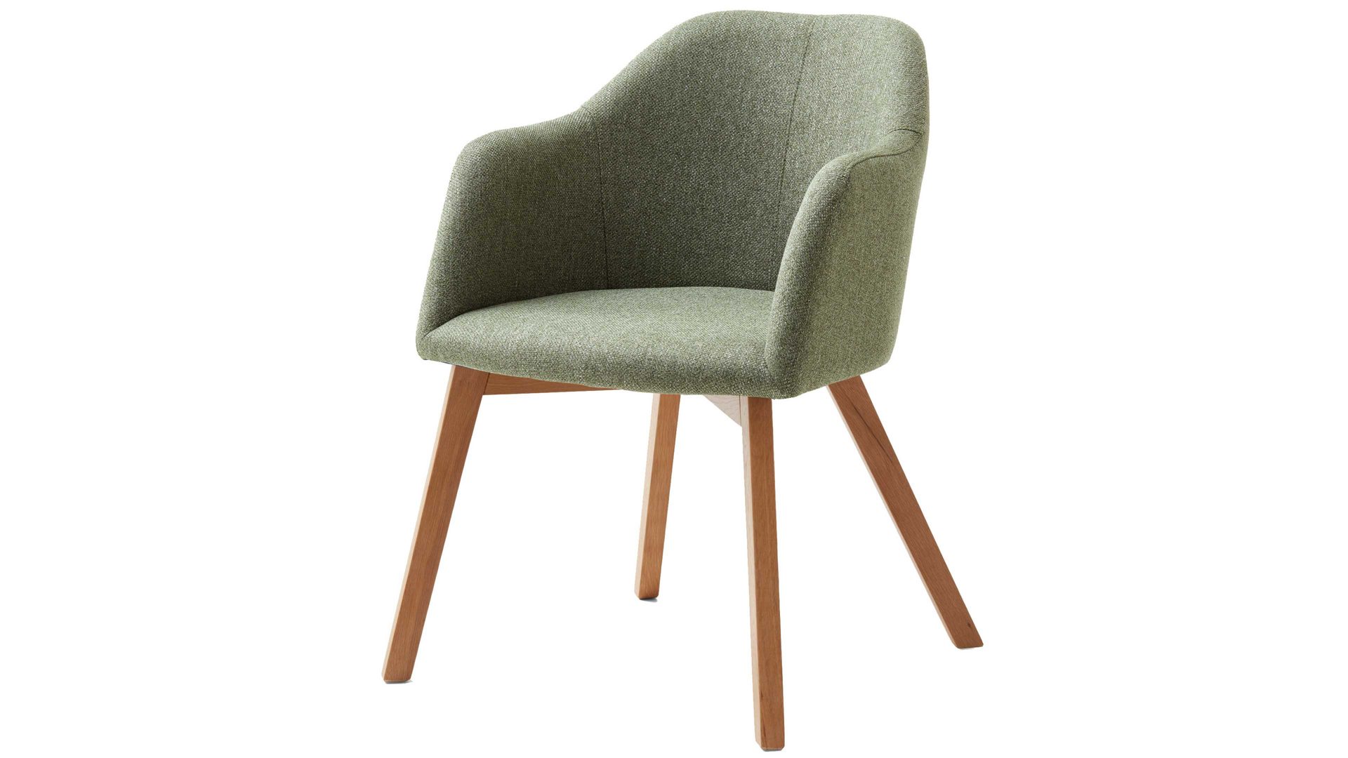Polsterstuhl Standard furniture factory aus Stoff in Grün Armlehnstuhl Charly grüner Webstoff Nexus 9016 & Eichenholzfüße