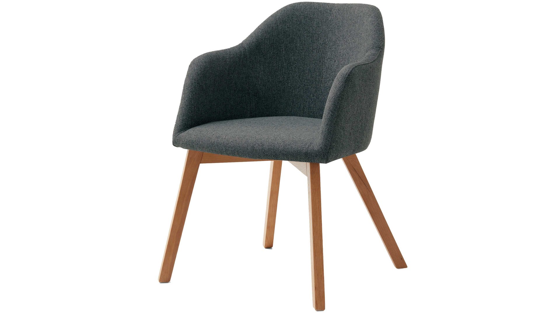 Polsterstuhl Standard furniture factory aus Stoff in Grau Armlehnstuhl Charly grauer Webstoff Nexus 9019 & Eichenholzfüße