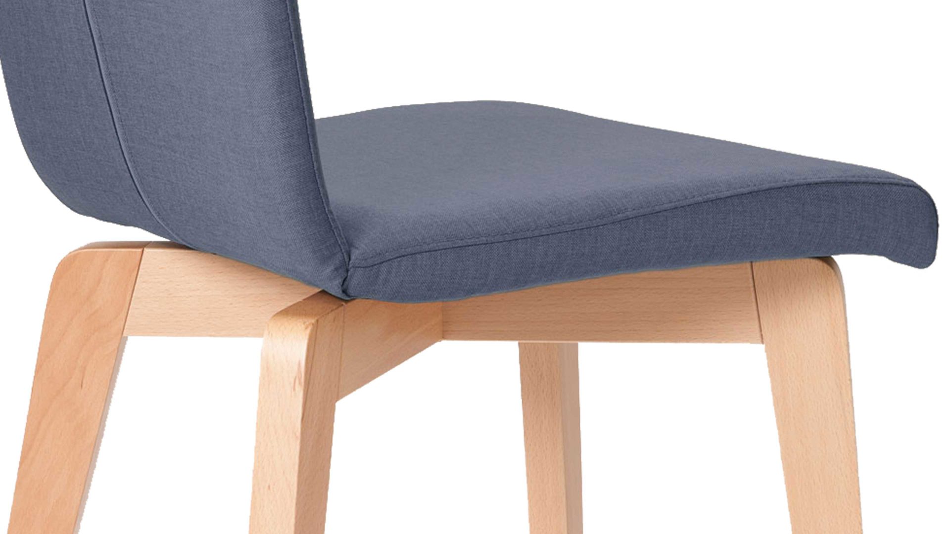 Polsterstuhl Standard furniture factory aus Stoff in Blau Polsterstuhl Manon, ein attraktives Sitzmöbel mit Sitzkomfort  jeansblauer Bezug Grand 4012, Schale 3 & Buchegestell