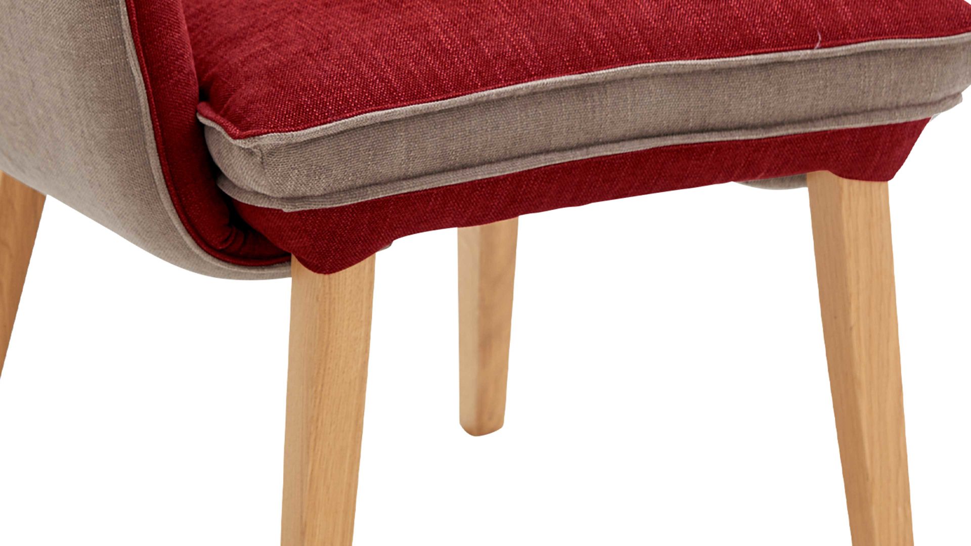 Polsterstuhl Standard furniture factory aus Stoff in Rot Polsterstuhl bzw. Sitzmöbel Genua Rot & Camel, Bezug Kombi Rosso & Eichenholzfüße