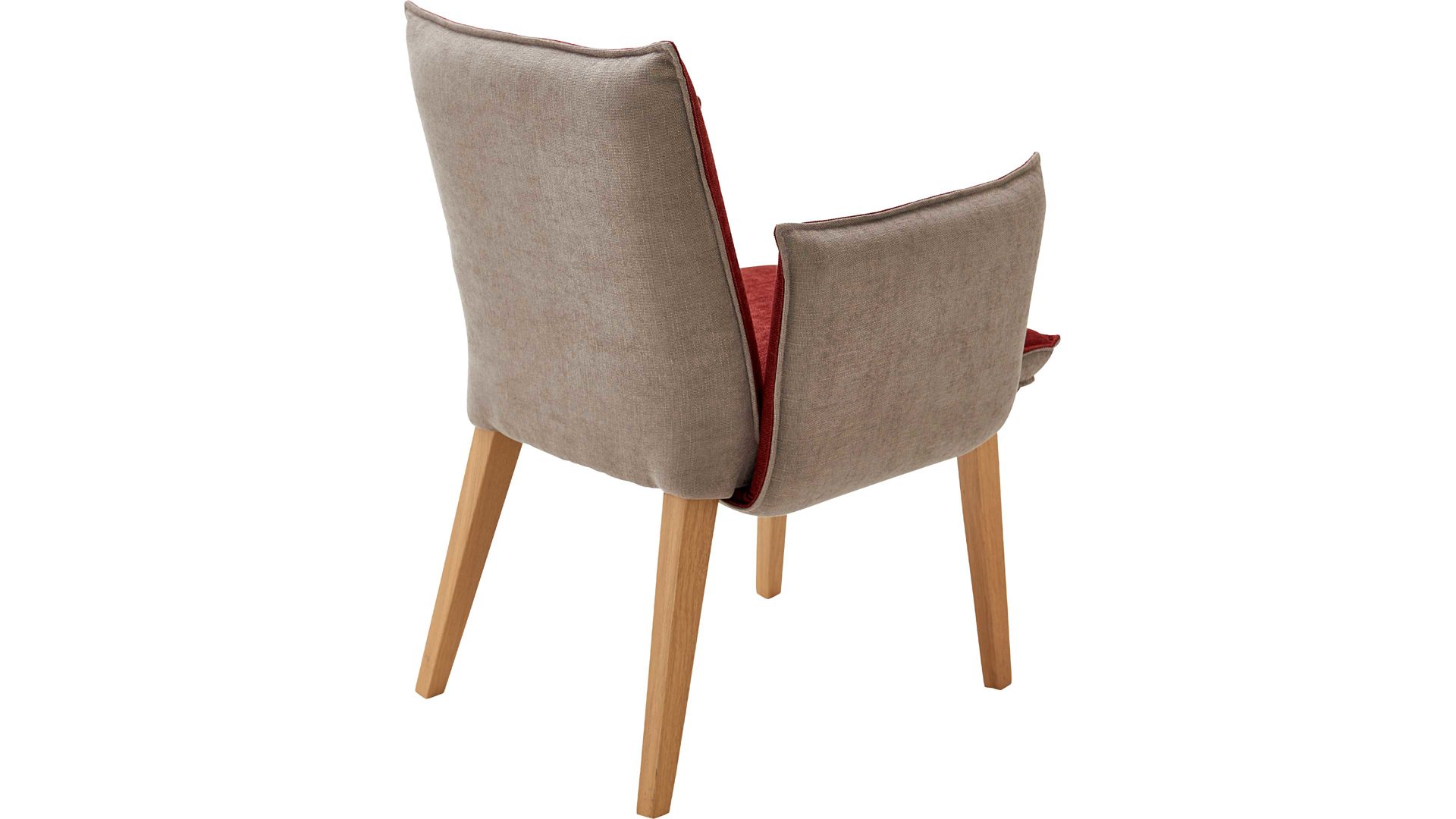 Polsterstuhl Standard furniture factory aus Stoff in Rot Polsterstuhl Genua mit Armlehnen als Sitzmöbel Rot & Camel, Bezug Kombi Rosso & Eichenholzfüße
