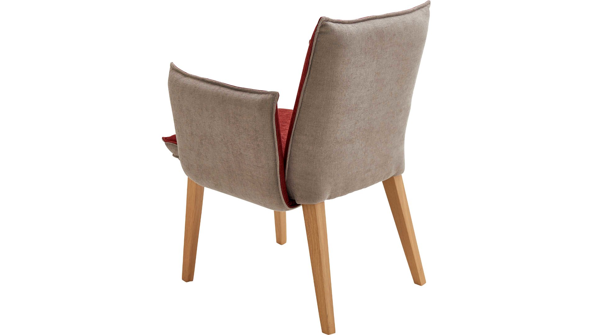 Polsterstuhl Standard furniture factory aus Stoff in Rot Polsterstuhl Genua mit Armlehnen als Sitzmöbel Rot & Camel, Bezug Kombi Rosso & Eichenholzfüße