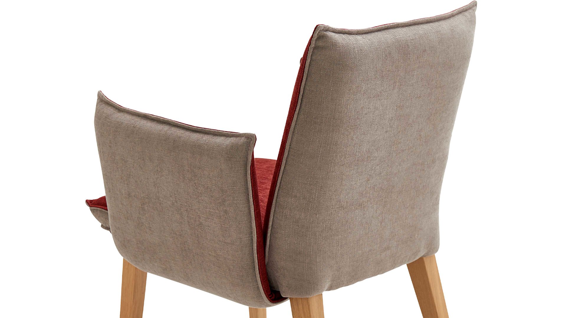 Polsterstuhl Standard furniture factory aus Stoff in Rot Polsterstuhl Genua mit Armlehnen als Sitzmöbel Rot & Camel, Bezug Kombi Rosso & Eichenholzfüße