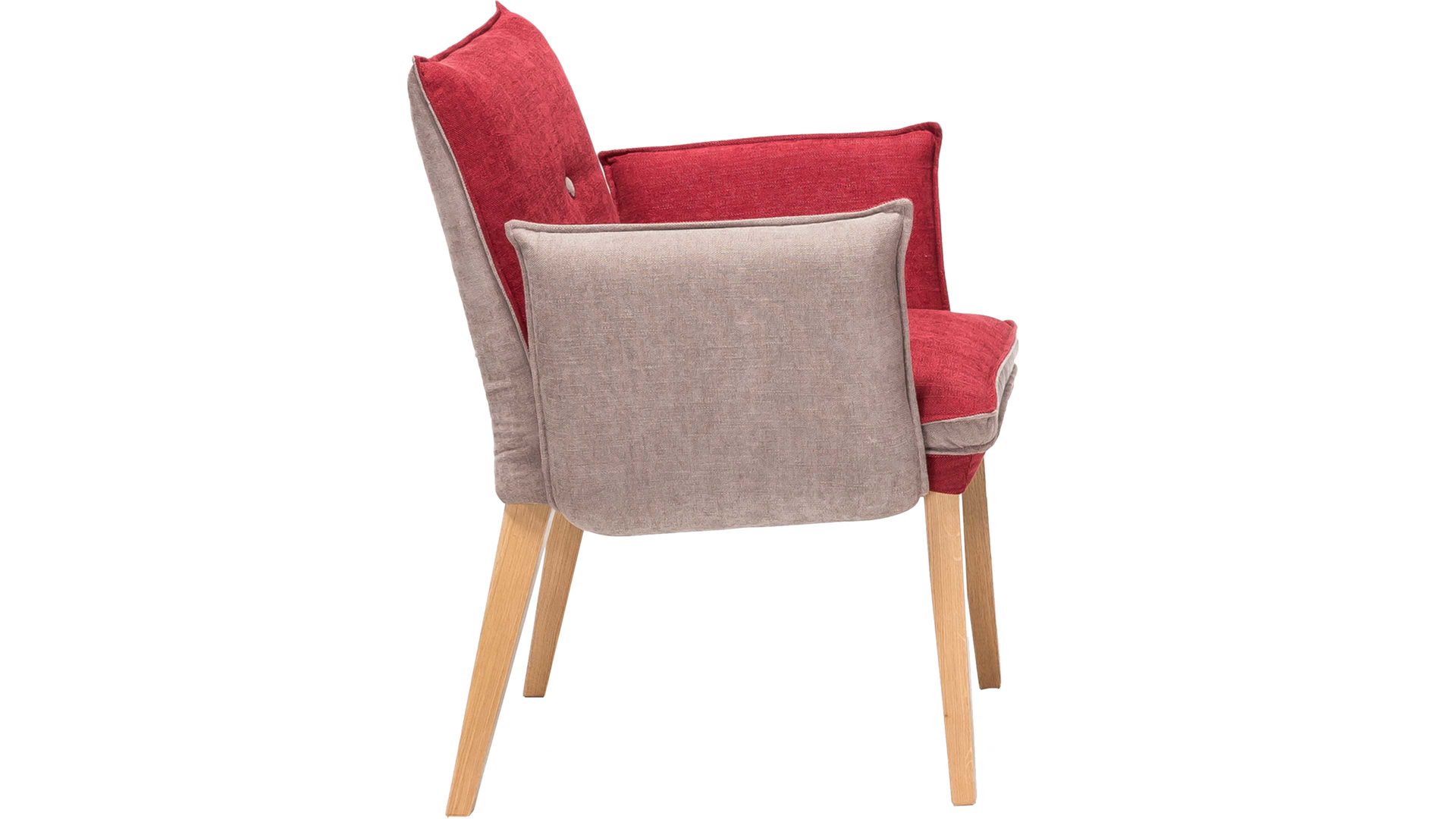 Polsterstuhl Standard furniture factory aus Stoff in Rot Polsterstuhl Genua mit Armlehnen als Sitzmöbel Rot & Camel, Bezug Kombi Rosso & Eichenholzfüße