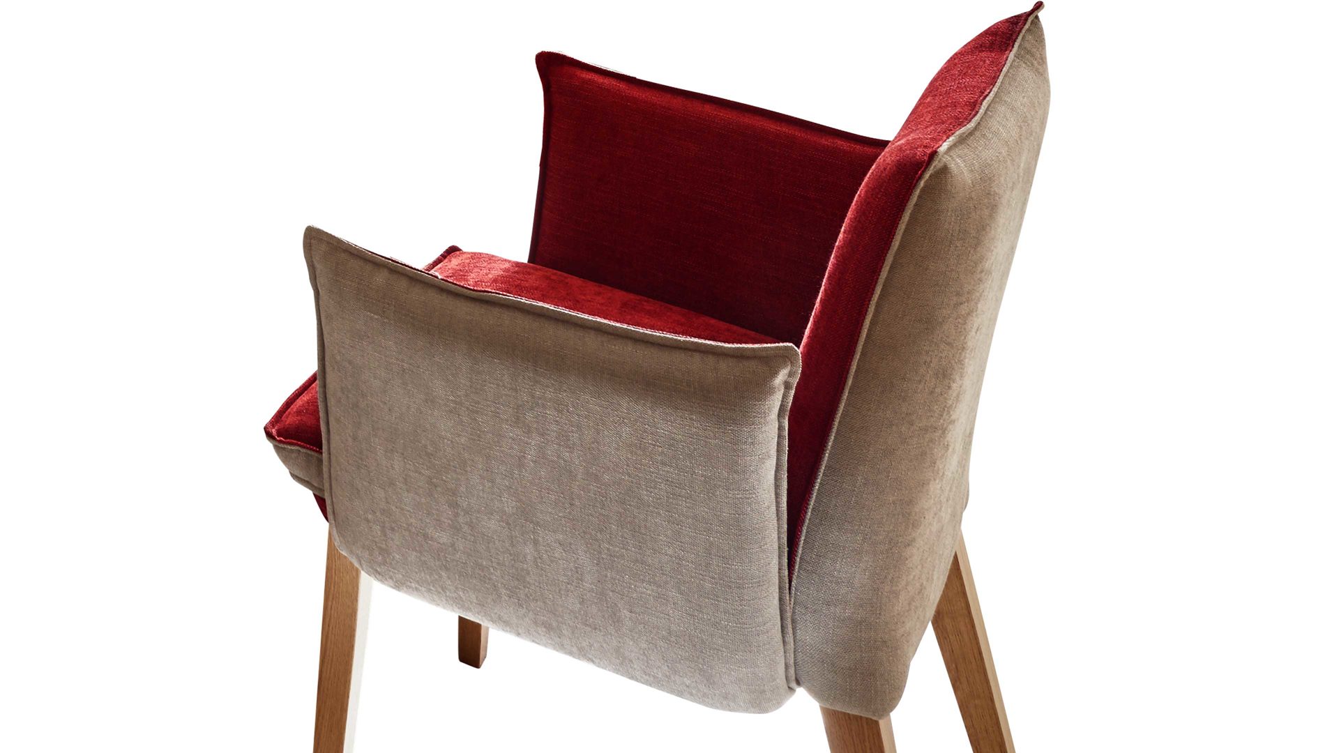 Polsterstuhl Standard furniture factory aus Stoff in Rot Polsterstuhl Genua mit Armlehnen als Sitzmöbel Rot & Camel, Bezug Kombi Rosso & Eichenholzfüße