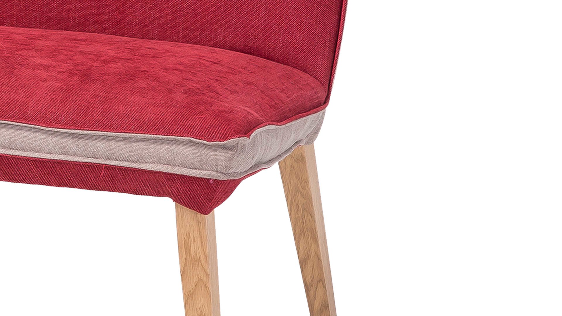 Polsterbank Standard furniture factory aus Stoff in Rot Polsterbank bzw. Sitzbank Genua Rot & Camel, Bezug Kombi Rosso & Eichenholzfüße – Länge ca. 159 cm