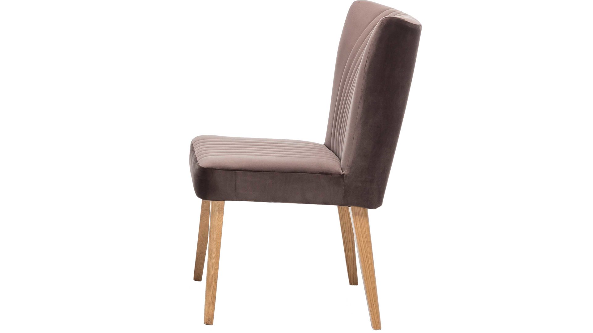 Polsterstuhl Standard furniture factory aus Stoff in Braun Polsterstuhl Jan als bequemes Sitzmöbel brauner Velours Brussels 16 & Eiche