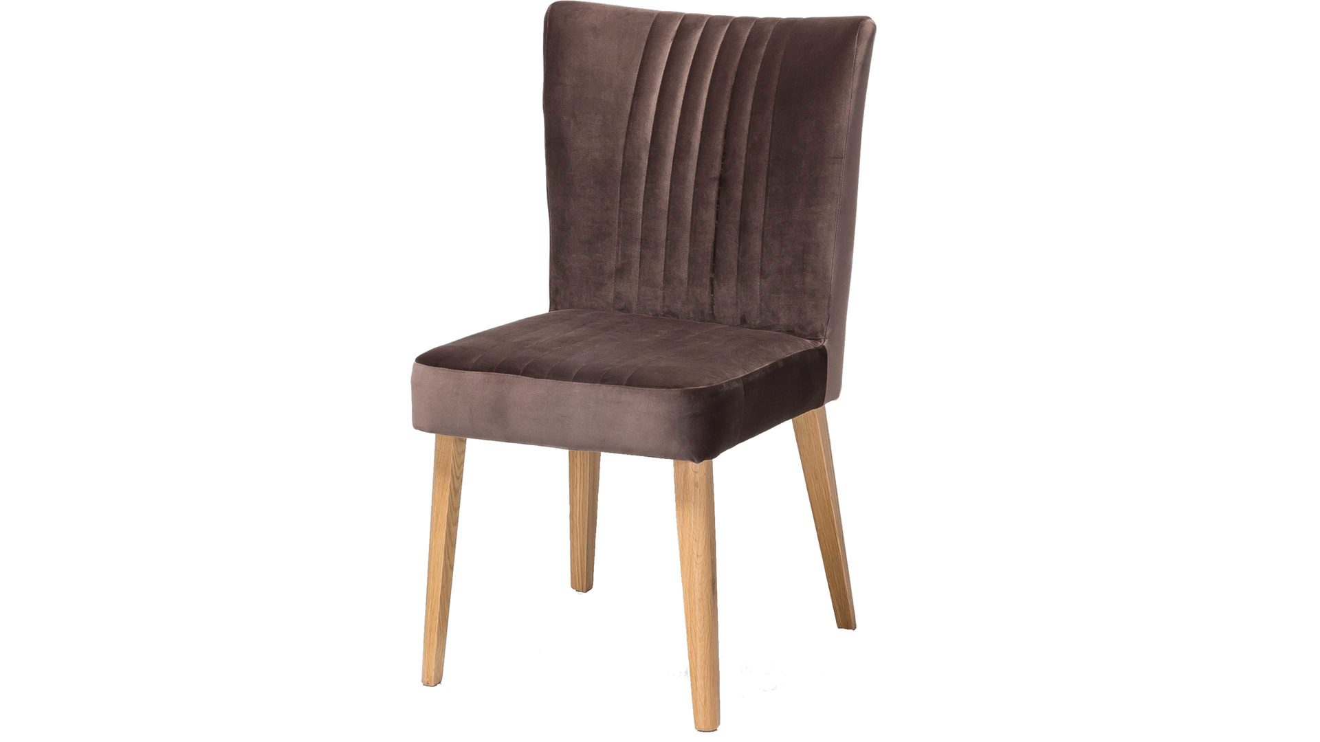 Polsterstuhl Standard furniture factory aus Stoff in Braun Polsterstuhl Jan als bequemes Sitzmöbel brauner Velours Brussels 16 & Eiche