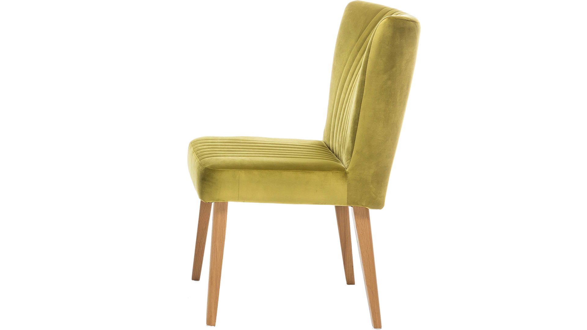 Polsterstuhl Standard furniture factory aus Stoff in Hellgrün Polsterstuhl - Sitzmöbel Jan olivgrüner Velours Brussels 429 & Eiche