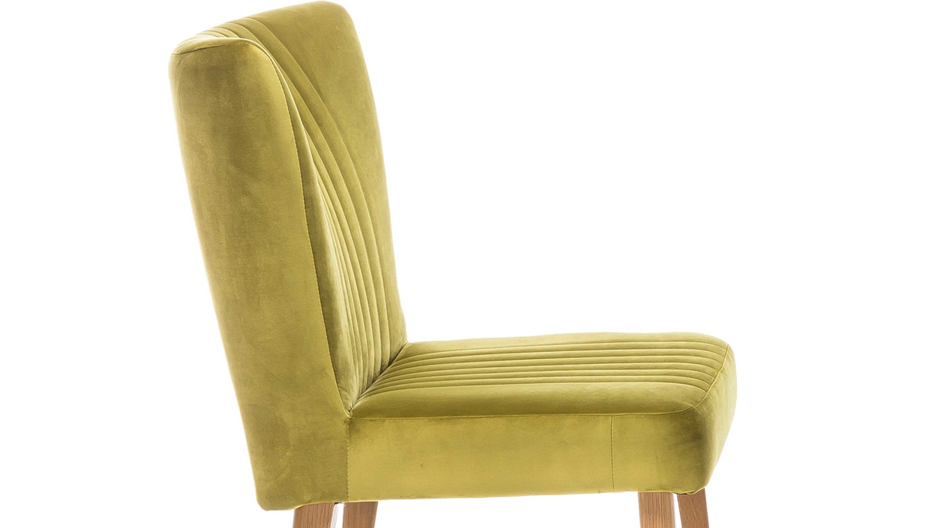 Polsterstuhl Standard furniture factory aus Stoff in Hellgrün Polsterstuhl - Sitzmöbel Jan olivgrüner Velours Brussels 429 & Eiche