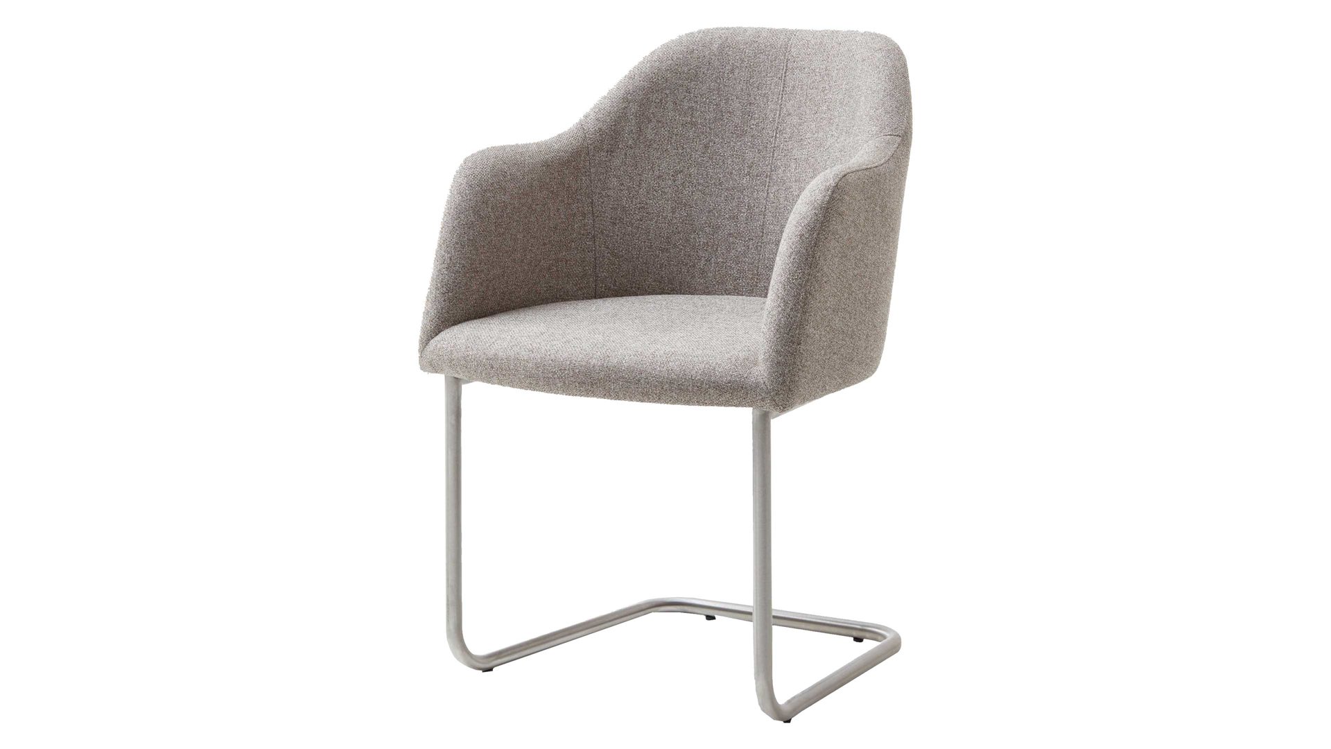 Schwingstuhl Standard furniture factory aus Stoff in Braun Armlehn-Schwingstuhl Charly taupefarbener Webstoff Nexus 9011 & Edelstahlgestell