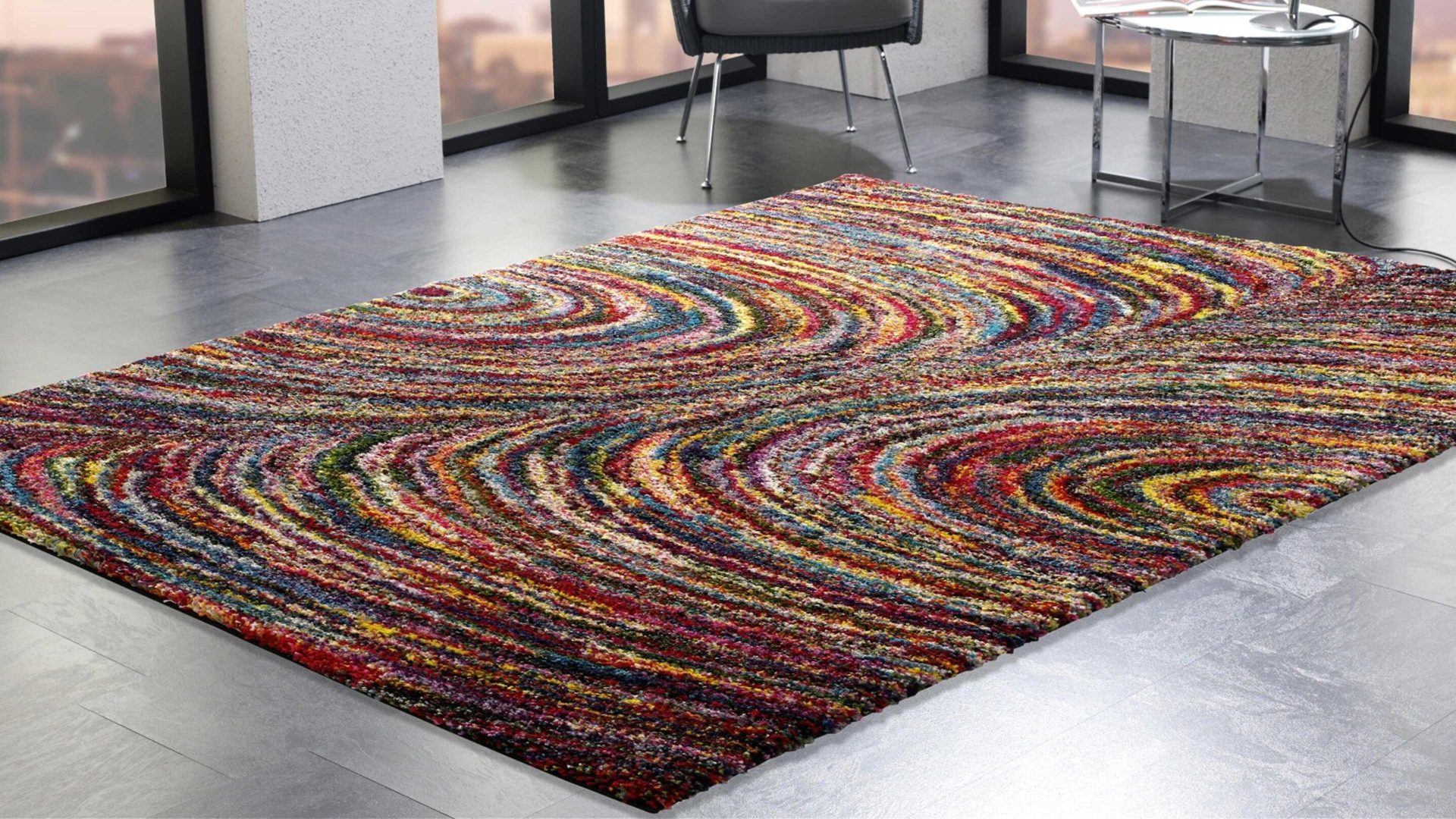 Hochflorteppich Oci aus Kunstfaser in Mehrfarbig Hochflorteppich Sixteen Face multicolorfarbene Kunstfaser – ca. 140 x 200 cm