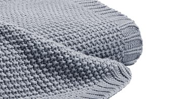 Wohndecke H. g. hahn haustextilien® aus Kunstfaser in Grau HAHN Strickdecke mittelgraue Kunstfaser - ca. 130 x 170 cm