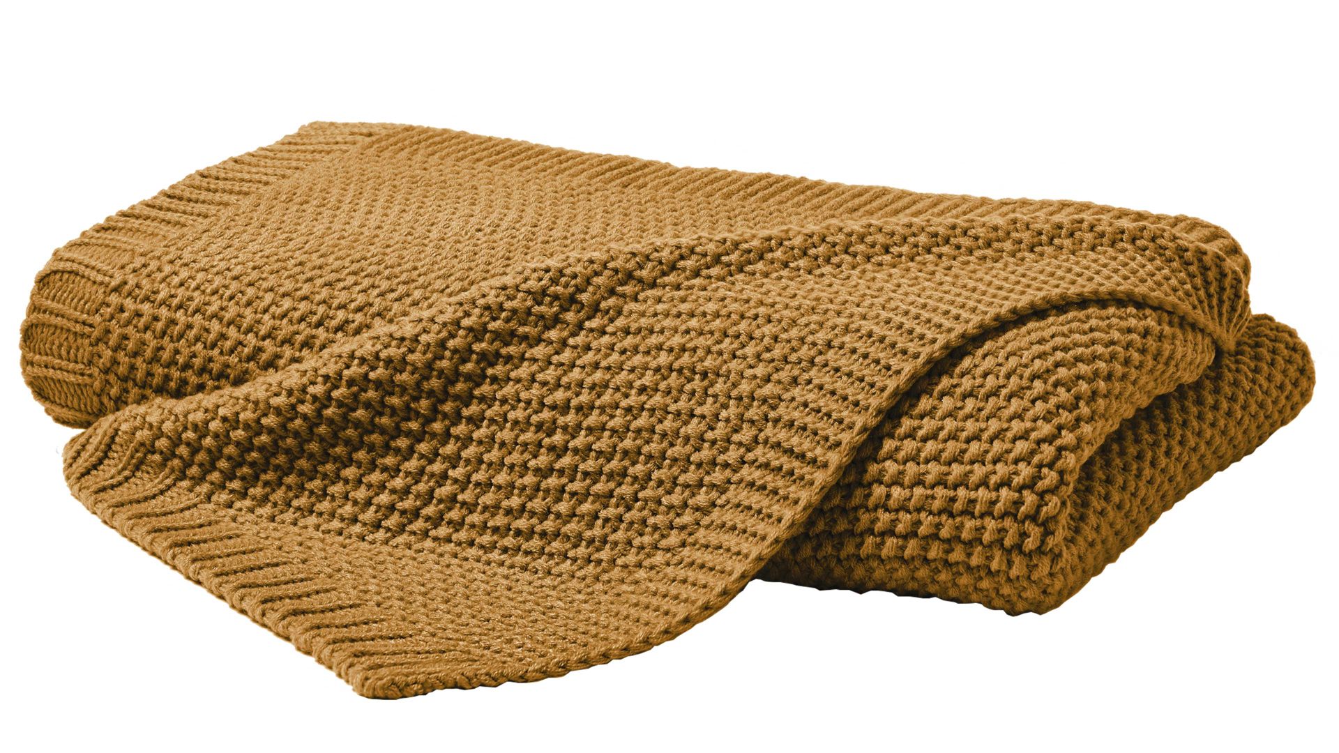 Wohndecke H. g. hahn haustextilien® aus Kunstfaser in Gelb HAHN Strickdecke senffarbene Kunstfaser - ca. 130 x 170 cm