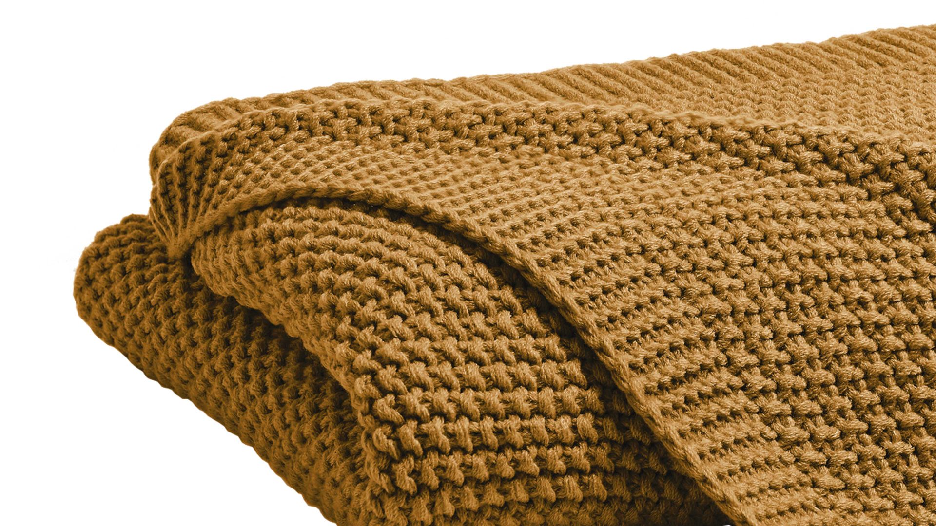 Wohndecke H. g. hahn haustextilien® aus Kunstfaser in Gelb HAHN Strickdecke senffarbene Kunstfaser - ca. 130 x 170 cm