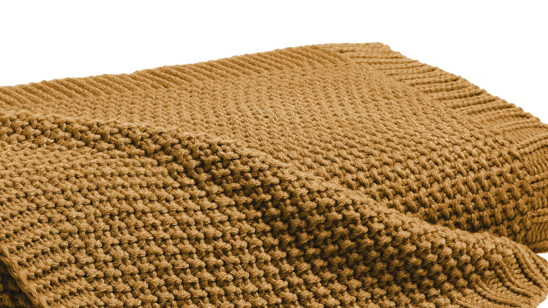 Wohndecke H. g. hahn haustextilien® aus Kunstfaser in Gelb HAHN Strickdecke senffarbene Kunstfaser - ca. 130 x 170 cm