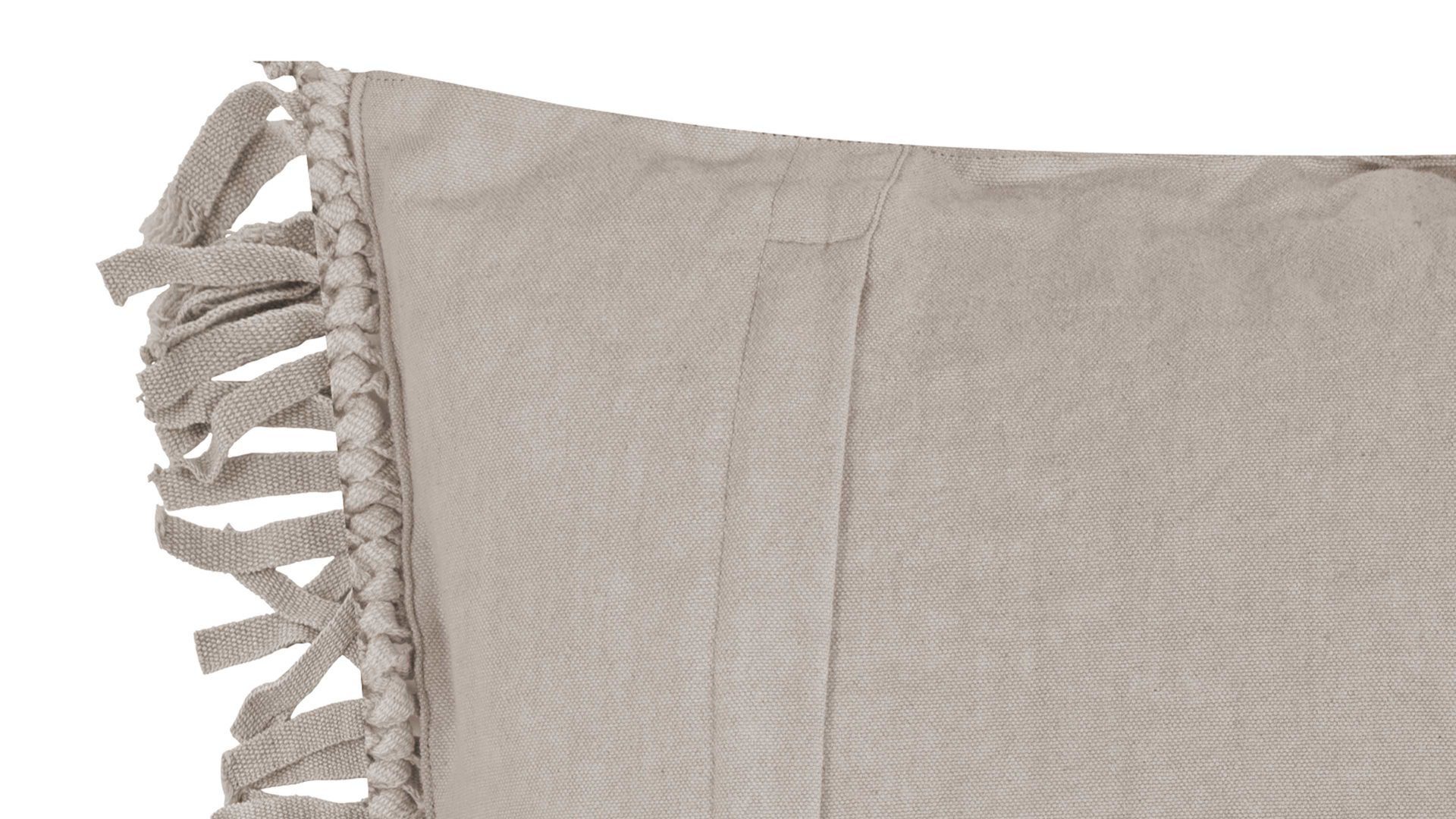 Kissenbezug /-hülle Magma sitting point aus Naturfaser in Grau MAGMA Kissenhülle Fringe taupefarbene Baumwolle - ca. 45 x 45 cm