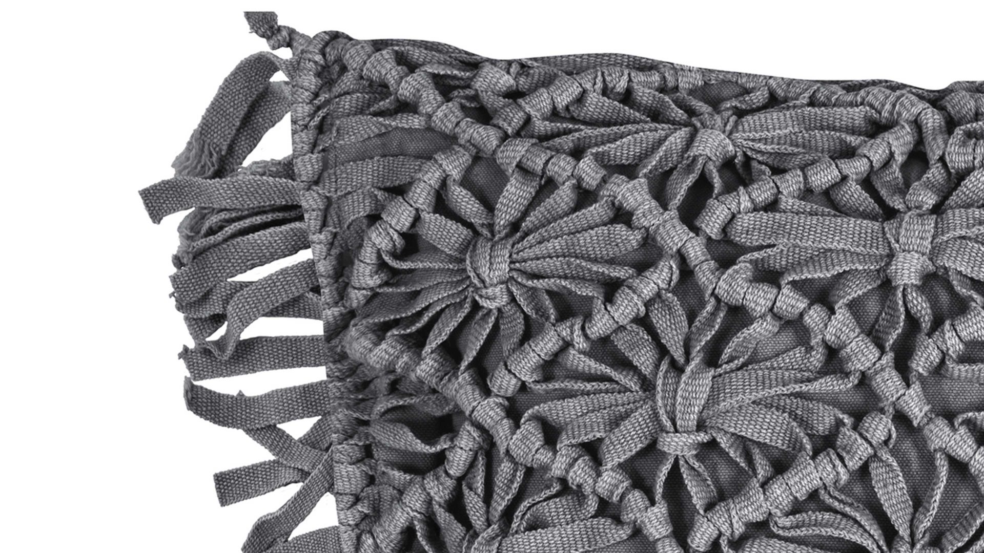 Kissenbezug /-hülle Magma sitting point aus Naturfaser in Schwarz MAGMA Kissenhülle Fringe anthrazitfarbene Baumwolle - ca. 45 x 45 cm