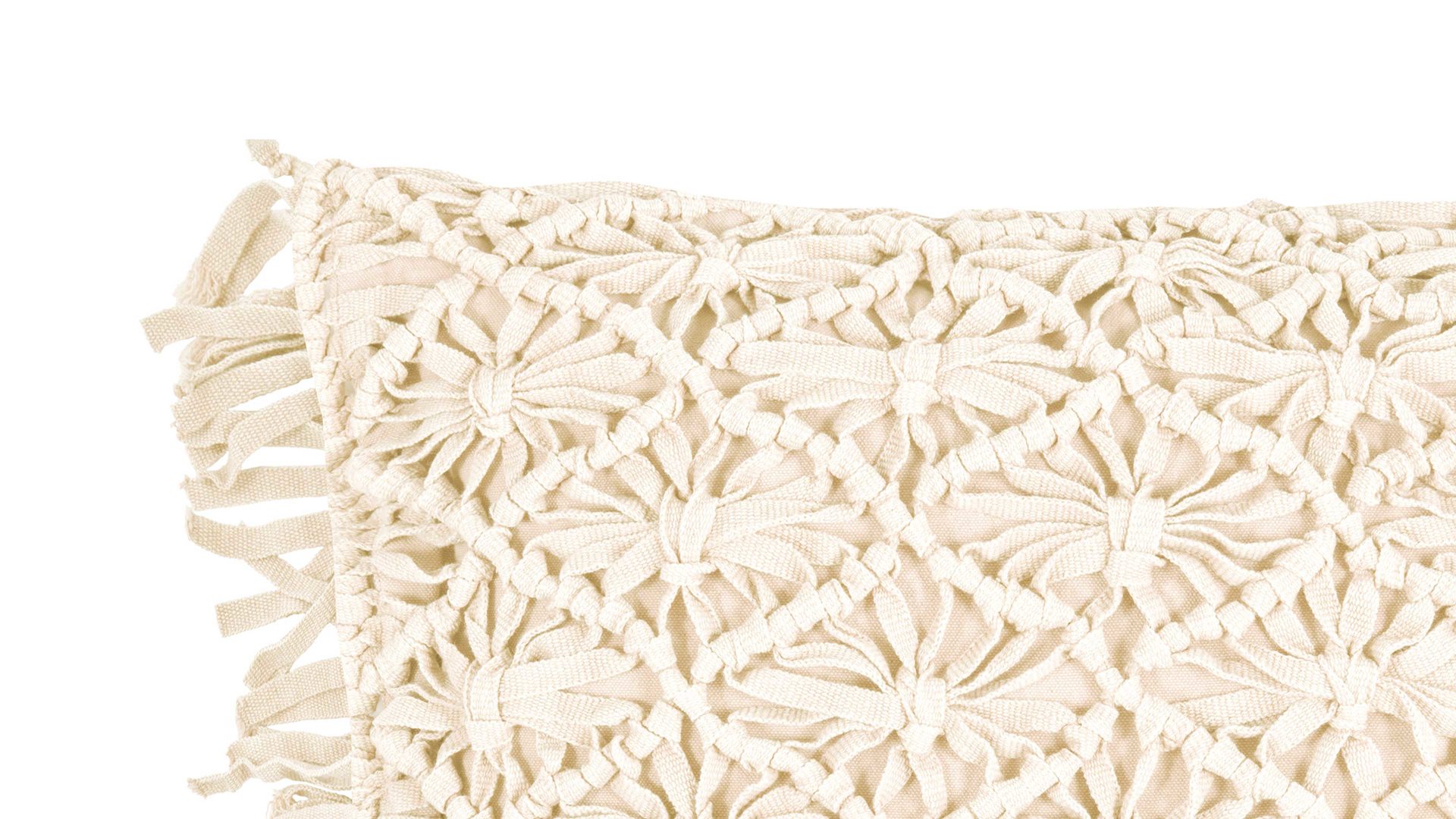 Kissenbezug /-hülle Magma sitting point aus Naturfaser in Beige MAGMA Kissenhülle Fringe elfenbeinfarbene Baumwolle - ca. 45 x 45 cm