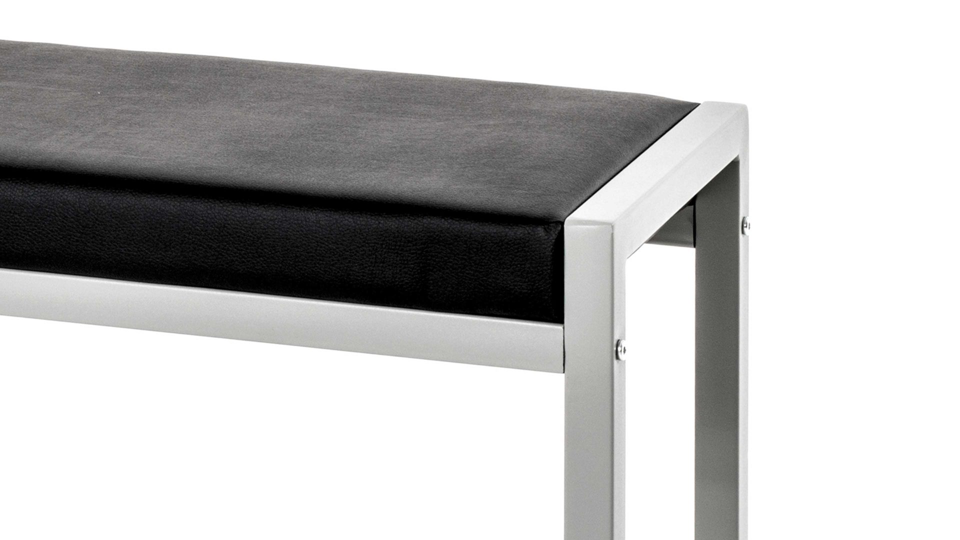 Garderobenbank Haku aus Metall in Schwarz Garderobenbank als Flurmöbel schwarzes Kunstleder & Aluminium