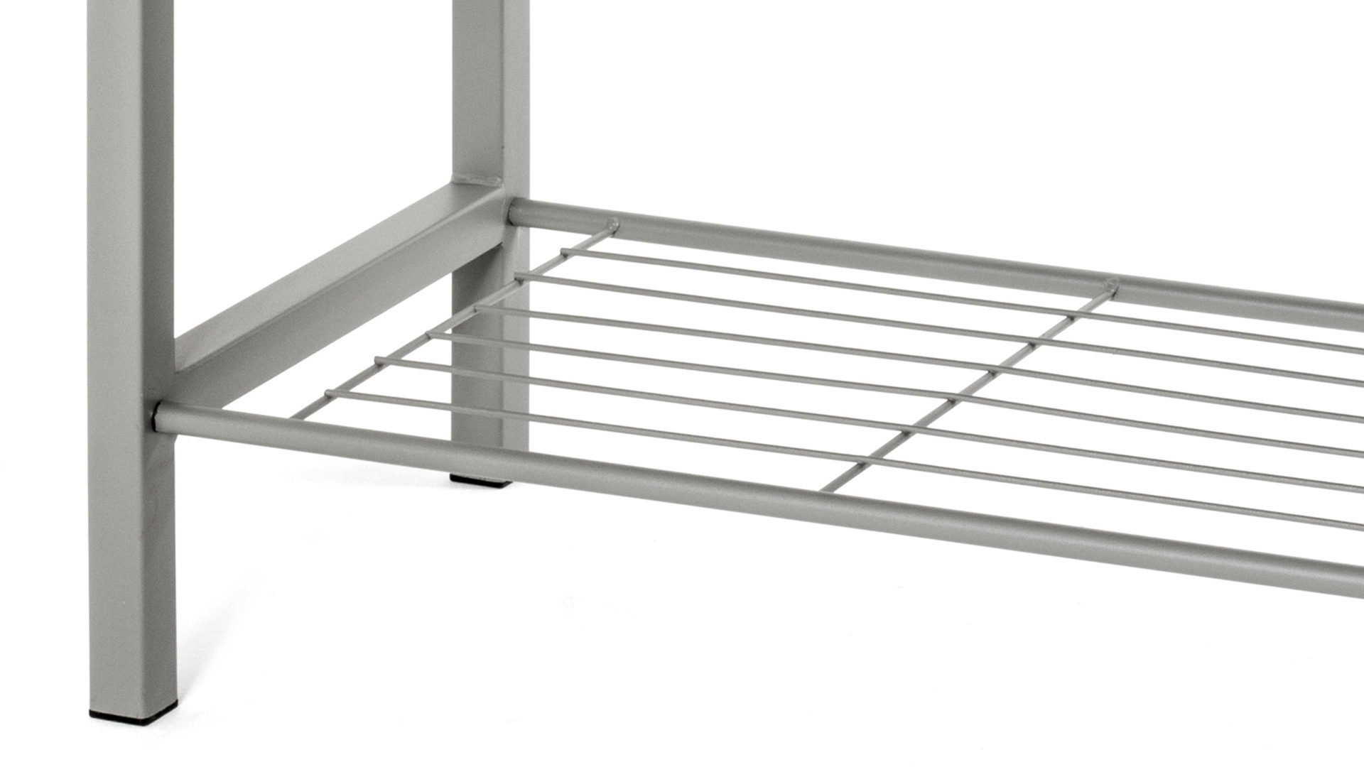 Garderobenbank Haku aus Metall in Schwarz Garderobenbank als Flurmöbel schwarzes Kunstleder & Aluminium