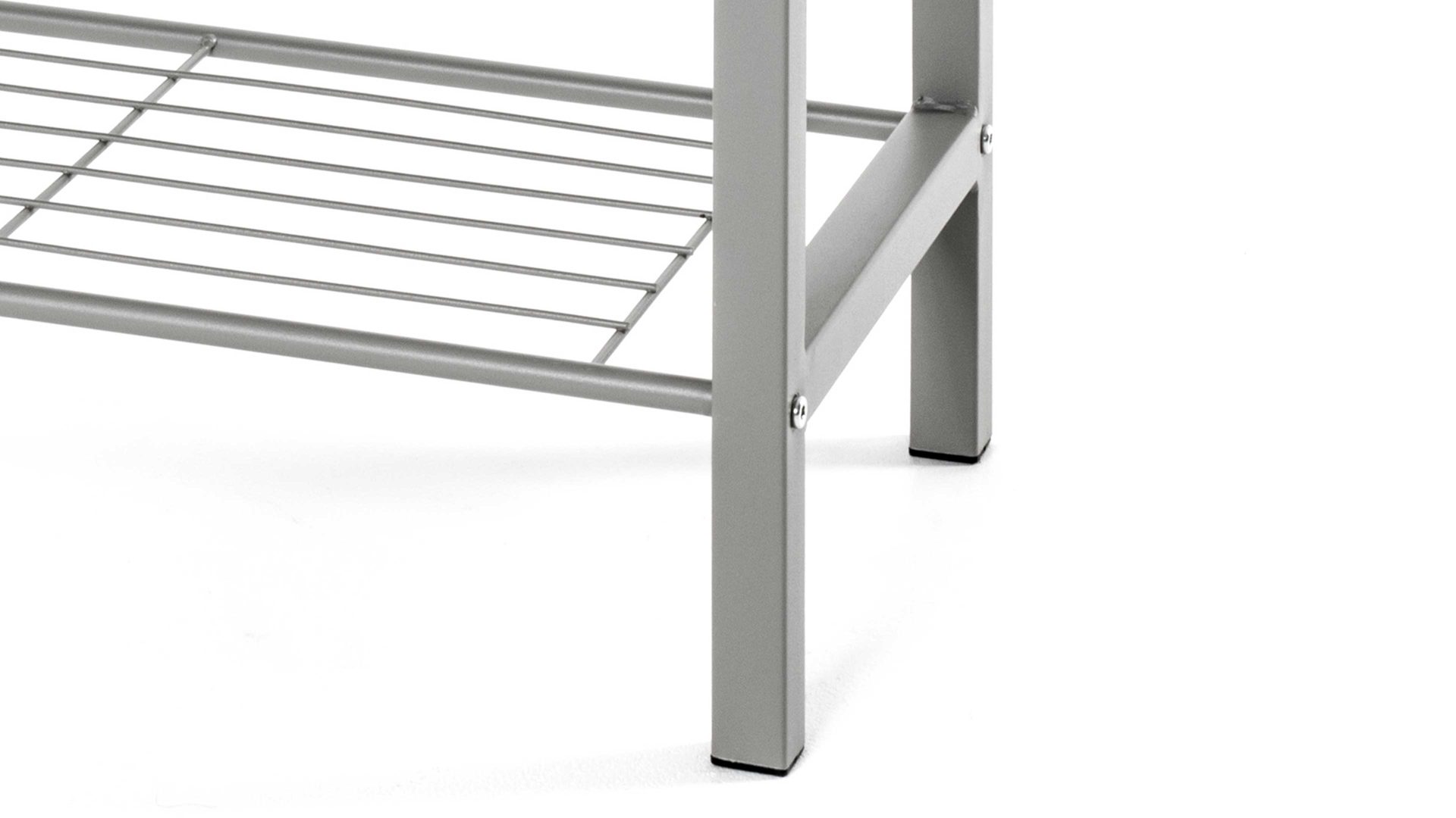 Garderobenbank Haku aus Metall in Schwarz Garderobenbank als Flurmöbel schwarzes Kunstleder & Aluminium