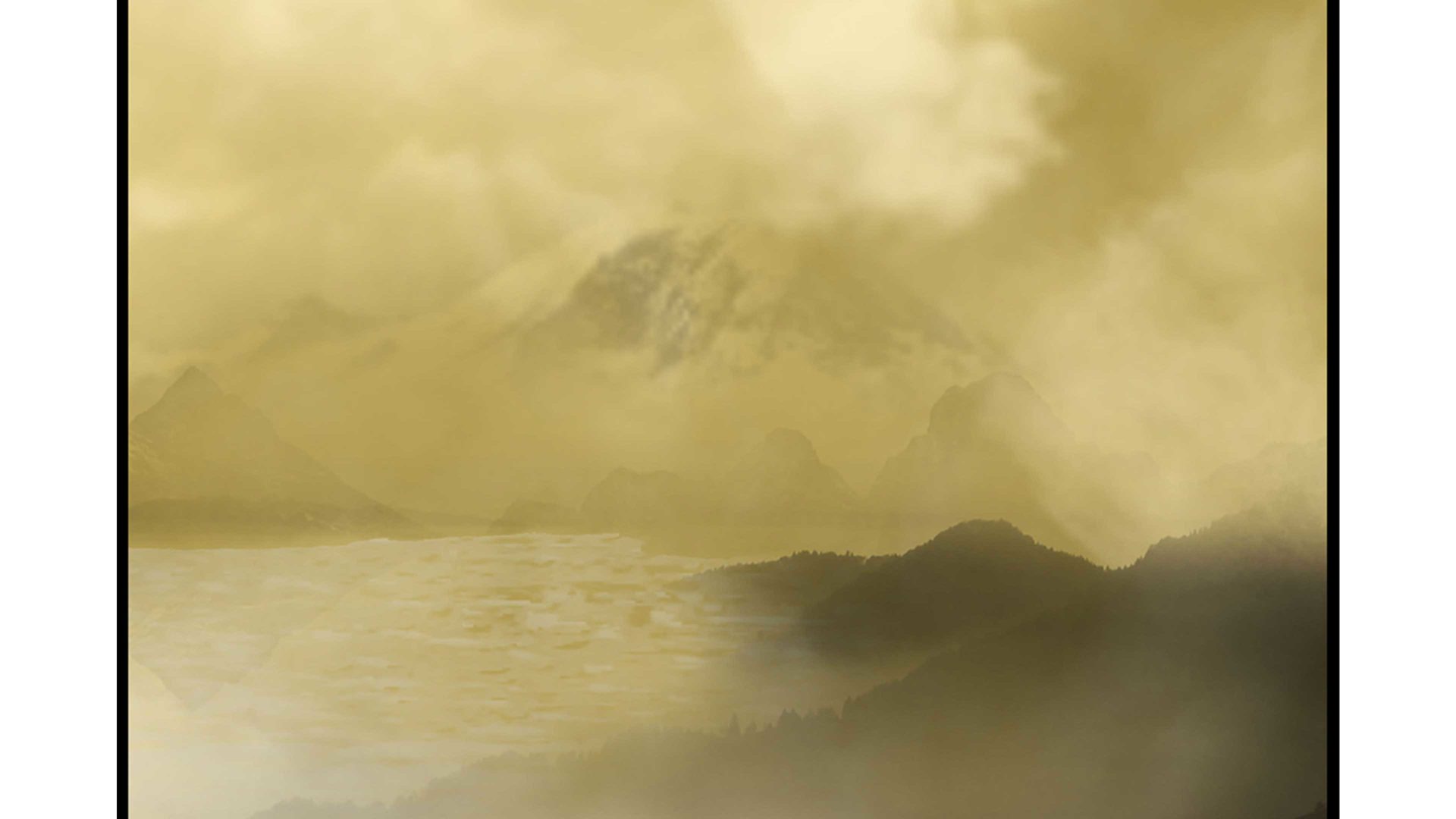 Kunstdruck Malerifabrikken aus Karton / Papier / Pappe in Gelb Posterdruck Holy Land 2 Seidenpapier & schwarzer Rahmen – ca. 30 x 40 cm