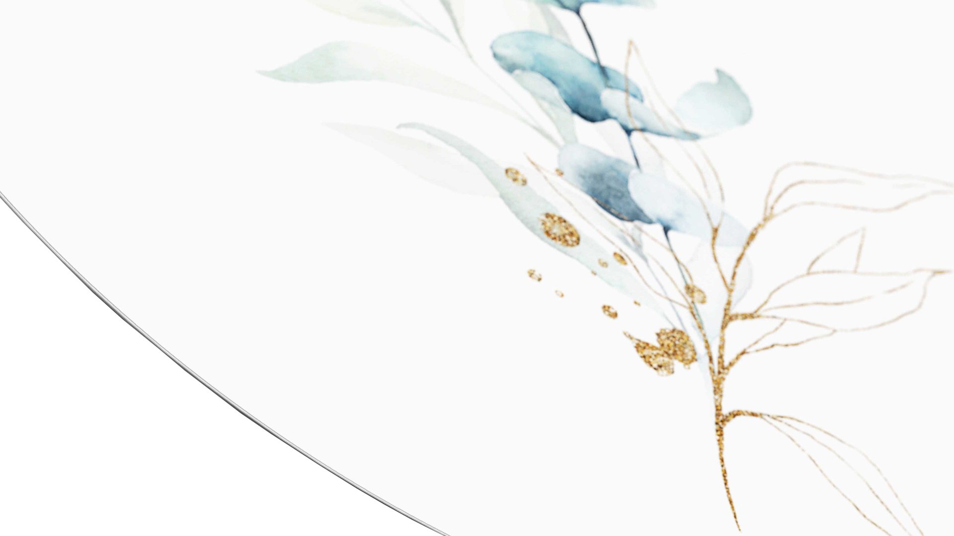 Kunstdruck Pro®art bilderpalette aus Glas in Blau PRO®ART Kunstdruck Green & Golden Flowers III Motiv Eykalyptus – Durchmesser ca. 20 cm