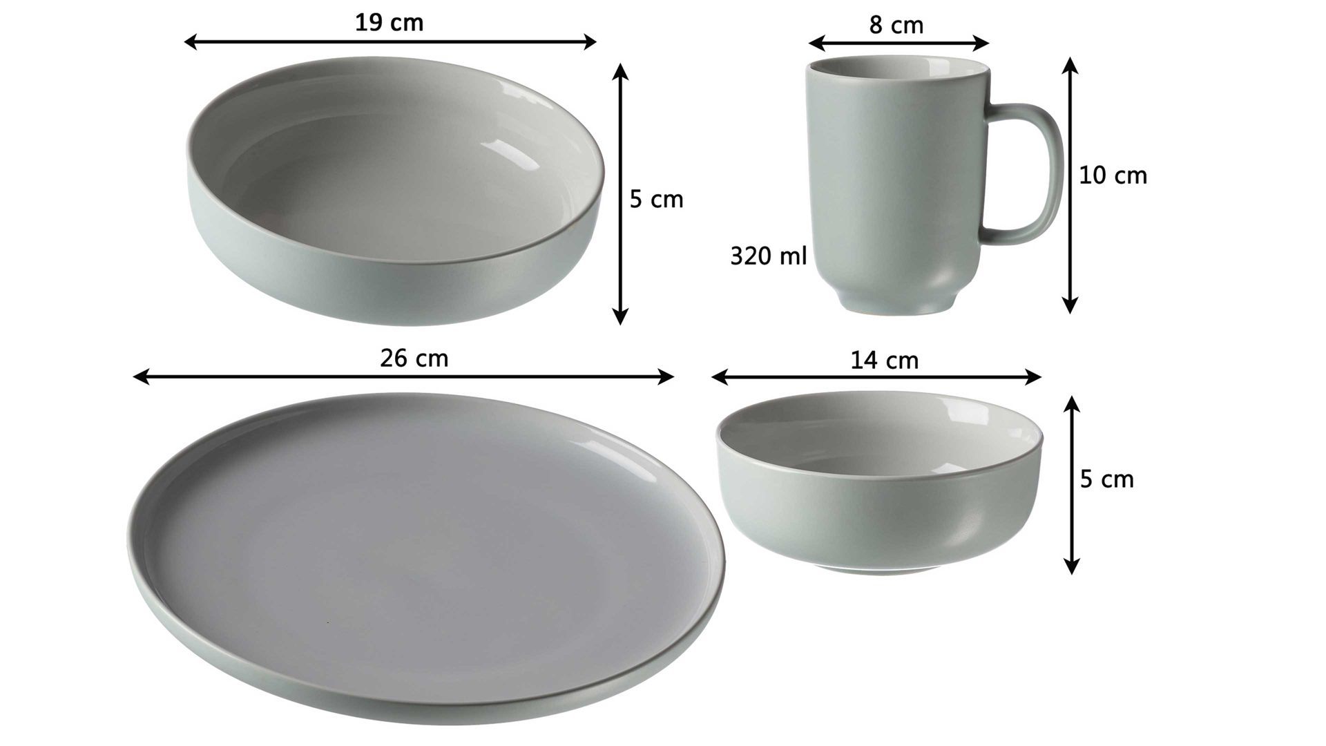 Kombiservice Ritzenhoff & breker aus Keramik in Grün Ritzenhoff & Breker Kombiservice Jasper mintfarbene Keramik - 16-teilig, Kombigeschirr