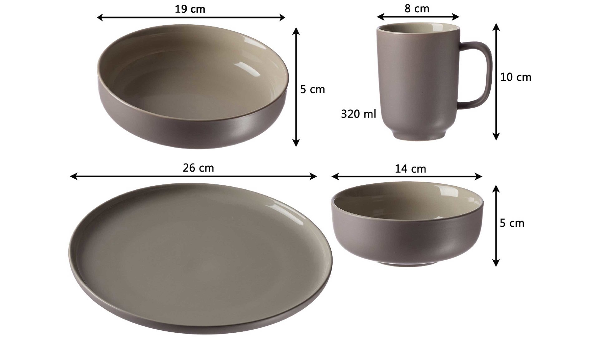 Kombiservice Ritzenhoff & breker aus Keramik in Grau Ritzenhoff & Breker Kombiservice Jasper taupefarbenes Steinzeug- 16-teilig, Kombigeschirr