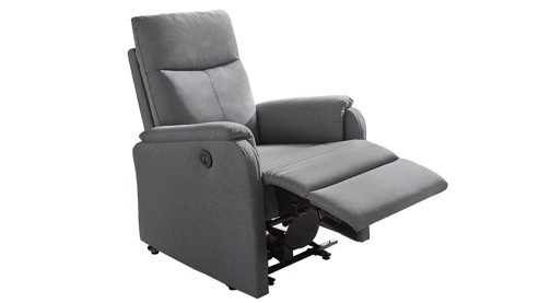 Relaxsessel Pro.com aus Stoff in Anthrazit Bristol - Relaxsessel mit USB-Anschluss anthrazitfarbener Webstoff & schwarzes Metallgestell