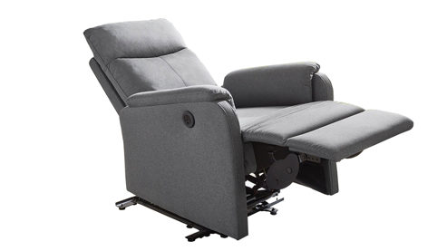 Relaxsessel Pro.com aus Stoff in Anthrazit Bristol - Relaxsessel mit USB-Anschluss anthrazitfarbener Webstoff & schwarzes Metallgestell