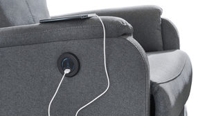 Relaxsessel Pro.com aus Stoff in Anthrazit Bristol - Relaxsessel mit USB-Anschluss anthrazitfarbener Webstoff & schwarzes Metallgestell