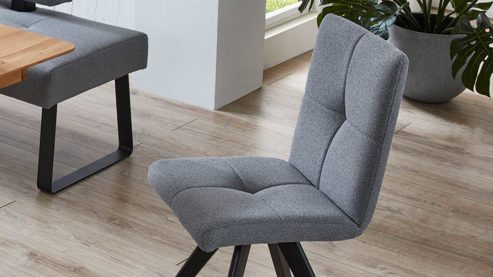 Vierfußstuhl PARTNERRING COLLECTION aus Stoff in Grau PARTNERRING COLLECTION Polsterstuhl Odense steingrauer Boucle Today 85 & schwarzes Holz