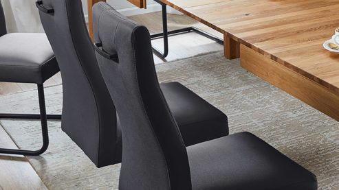 Schwingstuhl PARTNERRING COLLECTION aus Stoff in Dunkelgrau PARTNERRING COLLECTION Schwingstuhl Hilo dunkelgraue Lederoptik Vega 95 & schwarzes Rundrohr
