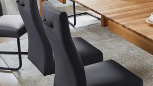 Schwingstuhl PARTNERRING COLLECTION aus Stoff in Dunkelgrau PARTNERRING COLLECTION Schwingstuhl Hilo dunkelgraue Lederoptik Vega 95 & schwarzes Rundrohr