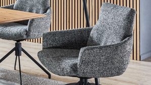 Vierfußstuhl PARTNERRING COLLECTION aus Stoff in Dunkelgrau PARTNERRING COLLECTION Armlehnstuhl Stan mit Drehfunktion graphitfarbenes Boucle Coco C00 & schwarzes Eisen