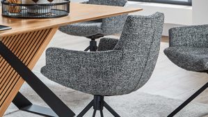 Vierfußstuhl PARTNERRING COLLECTION aus Stoff in Dunkelgrau PARTNERRING COLLECTION Armlehnstuhl Stan mit Drehfunktion graphitfarbenes Boucle Coco C00 & schwarzes Eisen