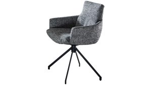 Vierfußstuhl PARTNERRING COLLECTION aus Stoff in Dunkelgrau PARTNERRING COLLECTION Armlehnstuhl Stan mit Drehfunktion graphitfarbenes Boucle Coco C00 & schwarzes Eisen
