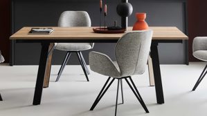 Auszugtisch PARTNERRING COLLECTION aus Holz in Holzfarben PARTNERRING COLLECTION Esstisch Blackburn mit Ausziehfunktion Halifax-Eiche & schwarzes Metall - ca. 200 - 300 x 100 cm