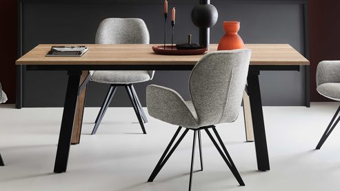 Auszugtisch PARTNERRING COLLECTION aus Holz in Holzfarben PARTNERRING COLLECTION Esstisch Blackburn mit Ausziehfunktion Halifax-Eiche & schwarzes Metall - ca. 200 - 300 x 100 cm